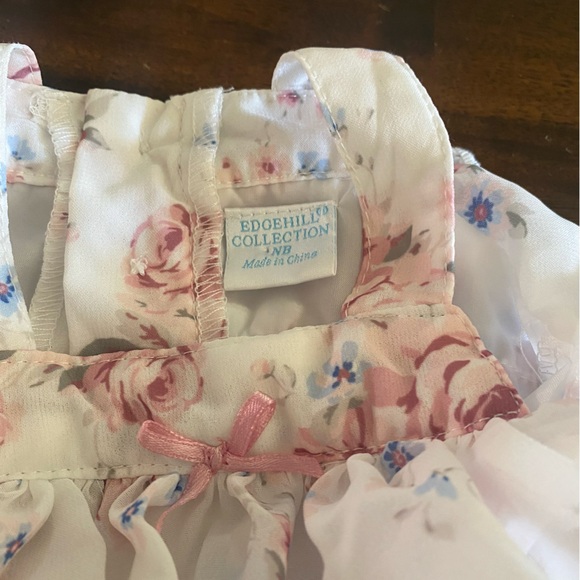 Edgehill Collection Victoria Roses Ruffle Baby Girl One Piece - Picture 6 of 6